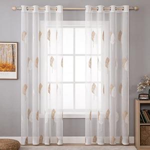 MIULEE Cortinas de Salon Modernas con Bordado de Hojas, Cor…