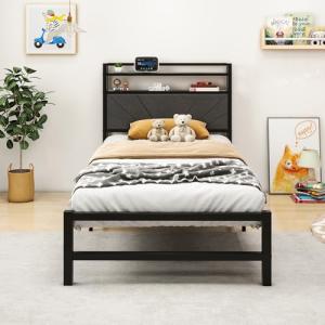 VERFARM Cama tapizada de 90 x 200 cm, marco de cama individ…