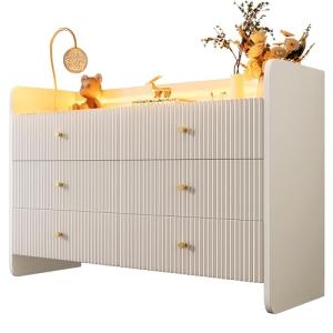 sogesfurniture Aparador blanco, armario auxiliar con ilumin…