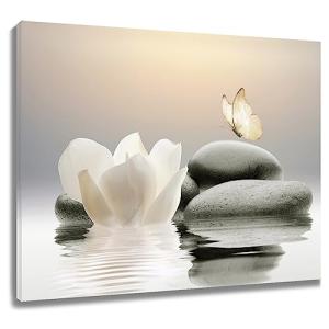 EOBTAIN Lienzo decorativo para pared, diseño de flores blan…