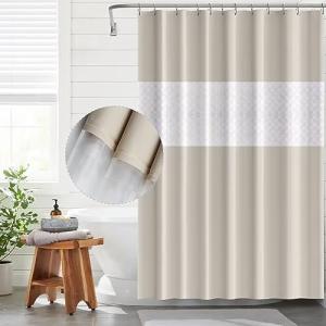 Funria Cortina Baño Beige Impermeable Cortinas Baño EVA Cor…