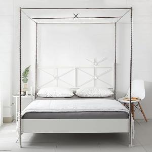 Canopy Bed e Post Queen Size Cama con Dosel de Acero Inoxid…