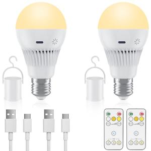 Bombilla Recargable USB C con Control Remoto, 9W E27 Bombil…