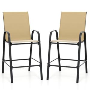 COSTWAY 2 Sillas Altas Textilene, Sillas Altas para Barra c…