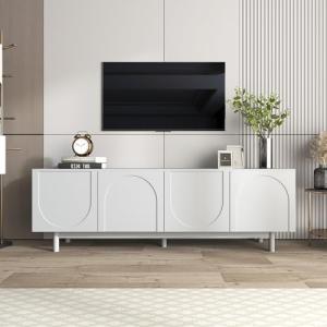 HAINEW Moderno armario de TV blanco con 4 puertas estructur…