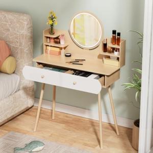 Moderno escritorio de maquillaje con espejo iluminado LED,…