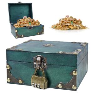 Vintage Tesoro de Madera Cofre con Cerradura (15x12x7.2cm)…