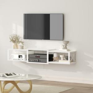 MAHANCRIS Mueble flotante para TV, mueble de TV con almacen…