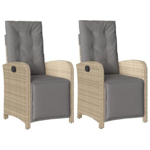 vidaXL Sillón reclinable jardín reposapiés 2 uds ratán PE B…