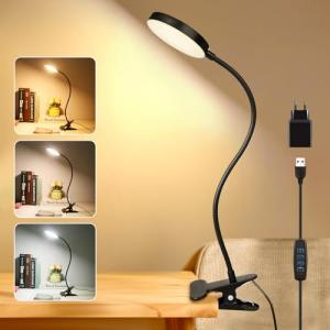 Luz Escritorio con Pinza, Adaptador Incluso, 3 Colores y 10…