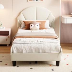 Cama Tapizada 90x200 cm con Cabecero Ajustable, Estructura…