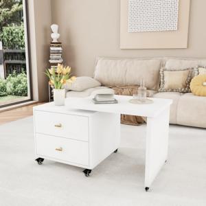 VOWNER Mesa de Centro Extensible, Mesa de Salón Giratoria c…