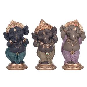 BY SIGRIS Figura Ganesha 3 Unidades Multicolor de Resina 12…