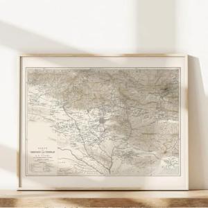 Mapa antiguo de la década de 1850 con carteles, impresiones…