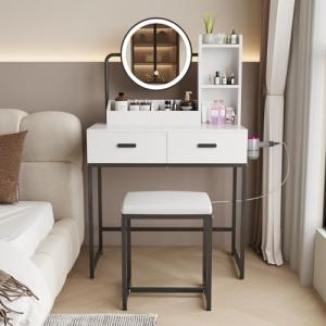 YU YUSING Tocador de Maquillaje con Espejo LED y Taburete,…