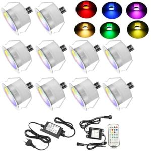 RGBWW - Juego de 10 focos led empotrables en el suelo, 0,6…