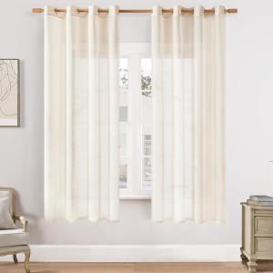 Softalke Cortinas Beige Cortas de 160x140 cm translucidas C…