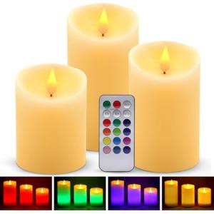Velas de LED sin Llama, ALED LIGHT Pack de 3 Blanco Cálido…
