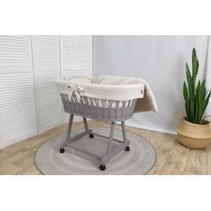 Moisés gris con estructura, colchón y ropa de cama (beige)