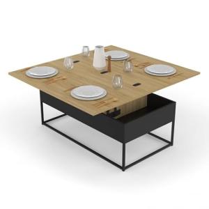 IDMarket – Mesa de centro rectangular elevable Convertible…