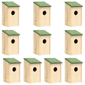 vidaXL 10x Madera Maciza de Abeto Casa para Pájaros Pajarer…