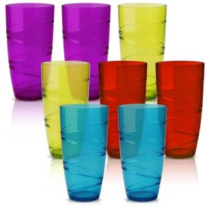 HEFTMAN Juego de 8 vasos de plástico acrílicos de 550 ml co…