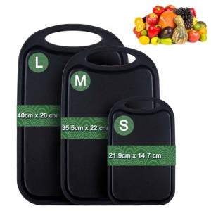 Gymdin Tabla de cortar de plástico negro, juego de 3 piezas…