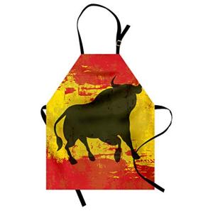 ABAKUHAUS Español Delantal de Cocina, Bull Silueta de la Ba…