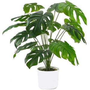 Laelfe Planta Artificial Monstera en Maceta, Planta Falsa P…