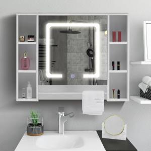 Armario de Baño Espejo con luz LED y toallero 6 Almacenamie…
