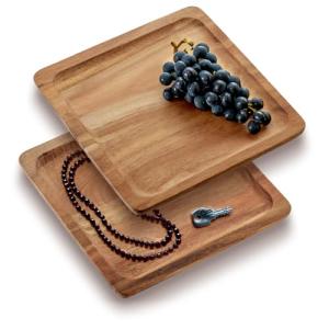 COM-FOUR® Juego de 2 bandejas de madera de acacia - tablero…