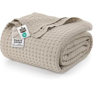 Utopia Bedding Manta Tipo Gofre De Algodón De 300 gsm (Caqu…