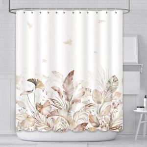 AIBIIN Cortina de baño de hojas bohemias de 180 x 180 cm, c…