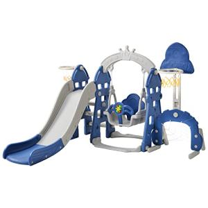 Parque infantil 5 en 1, tobogán infantil para interior y ex…