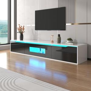 Mueble para TV con luz LED que cambia de color (blanco y ne…