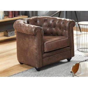 Venta-Unica - Sillón Chesterfield de Microfibra Envejecida