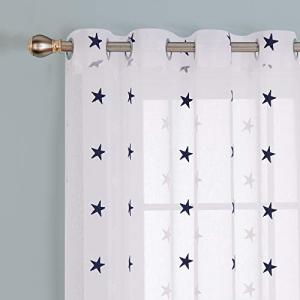 Deconovo Cortinas de Visillos con Estrellas Azules para Ven…