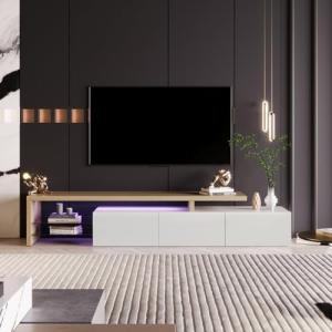 JOROBURO Mueble de TV, moderno mueble de TV con luces LED v…