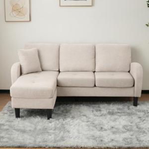 Zubaliya Sofá esquinero en L con chaise longue 3 plazas, 16…