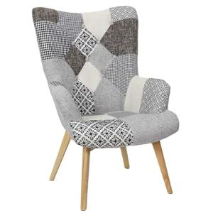 HOME DECO FACTORY Silla Patchwork, Rubberwood Polipropileno…