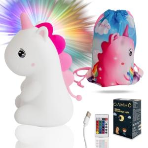 AMHÖ Luz Nocturna Bebe Unicornio con Bolsa de Transporte Lu…