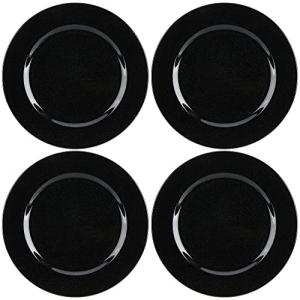 com-four® 4x Platos Base Negro Brillante con Purpurina - Pl…