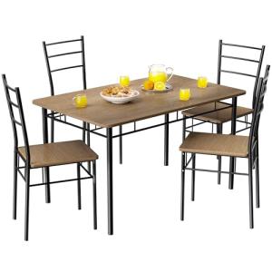 CASARIA® Mesa de Comedor con 4 Sillas Set 5 Pzs. Completo M…