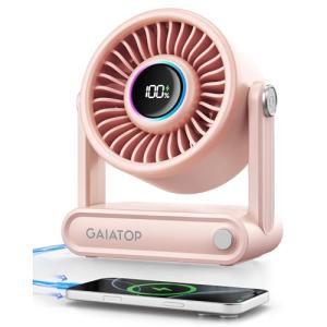 gaiatop Ventilador de escritorio recargable USB con banco d…