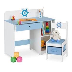 Relaxdays Escritorio Infantil con Silla, Cajón y 2 Comparti…