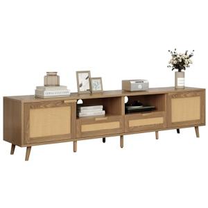Azkoeesy Mueble para TV de 200 cm de largo, de ratán, con p…