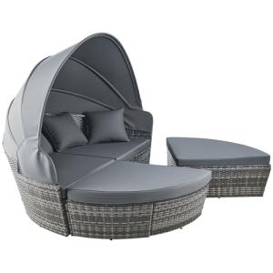 VONLUCE 4 Piezas Tumbona de Cama de Ratán para Jardín Sofá…