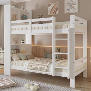Cama infantil de 90 x 200 cm, litera con estantes y escaler…