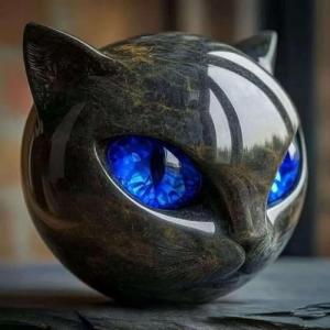 Aiwdeyi Escultura de Piedra de Gatos Negros de Lujo, Escult…