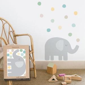 TRESXICS Pegatinas Pared Decorativas Infantiles Elefante Lu…
